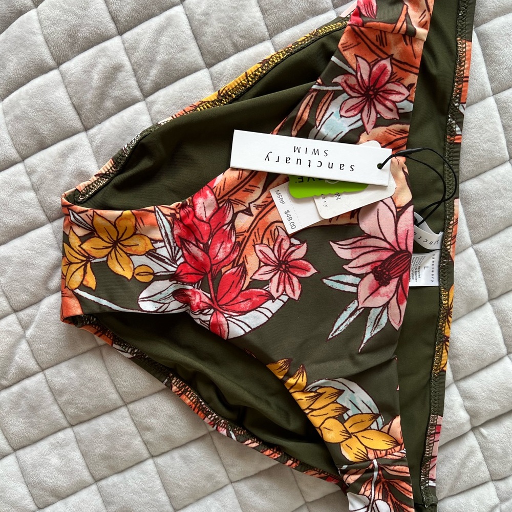 Sanctuary Olive Floral Bikini Bottom